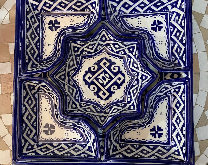 Handmade and hand painted Moroccan appetizer set. handmade and hand painted moroccan appetizer set