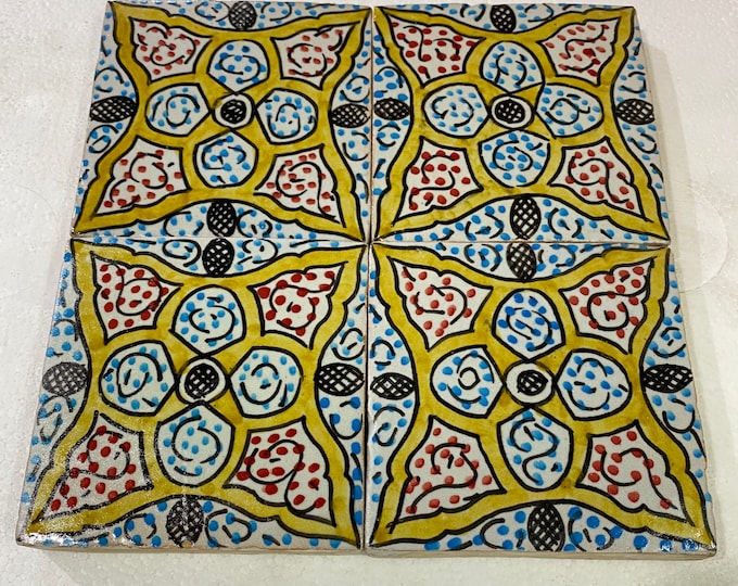 Moroccan Zellige, handmade and hand-painted Moroccan tiles, 10/10 cm decorative tiles, Moroccan tiles.