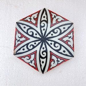 Hexagon zellige /tiles, handmade and hand painted tiles / Moroccan zellige .