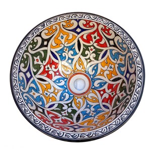 Handmade and hand painted Moroccan ceramic sink 35 cm/washbasin. Moroccan washbasin handmade.ceramics sink