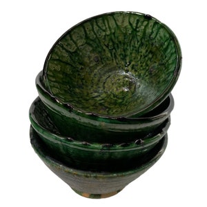 Set of 4 Moroccan rustic pottery bowls / rustic bowls / handmade bowls / Tamgroute bowls image 4