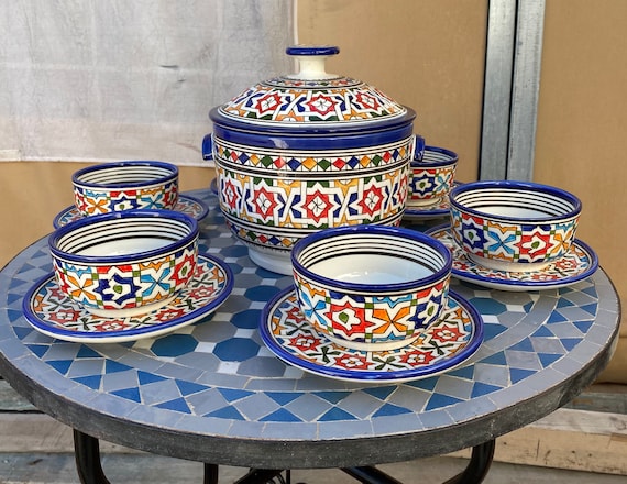 FONDOTIN Keramik-Suppenschale Mit Holzgriff - Stylische Schüssel Für Suppe, Nudeln & Desserts