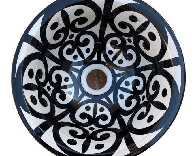 Sink . Handmade and hand painted Moroccan ceramic washbasin. Moroccan wash basin handmade.