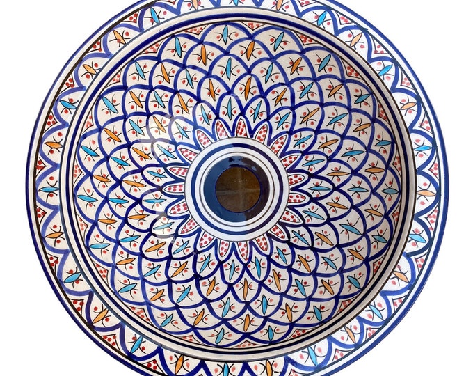 Marrakech style/Moroccan ceramic sink, handmade and hand painted/ handmade washbasin/ ceramic basin/Moroccan washbasin.