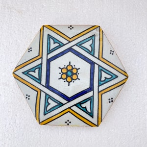 Hexagon zellige /tiles, handmade and hand painted tiles / Moroccan zellige .