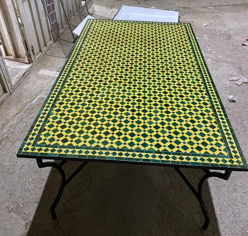 Authentic Handcrafted Rectangular Moroccan Mosaic Table image 5