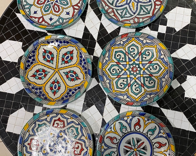 Set of 6 Moroccan ceramic dessert plates handmade.set of 6 Moroccan ceramic dessert dish handmade