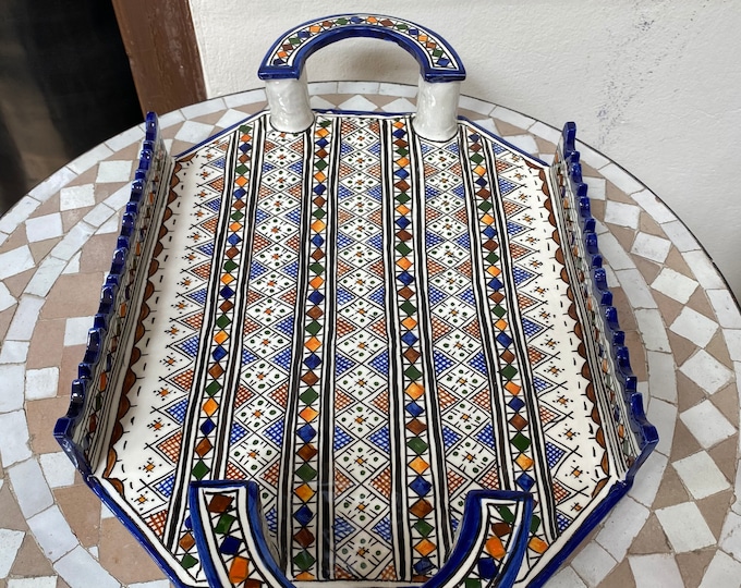 ceramic tray from Fes Morocco, handmade and hand painted. ceramic tray from Fez Morocco, handmade and hand painted.