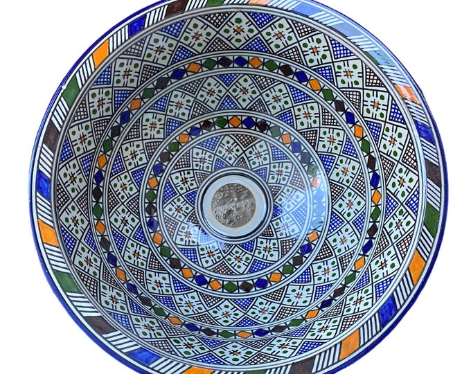 Handmade and hand painted Moroccan ceramic sink/washbasin. Moroccan washbasin handmade.ceramics sink