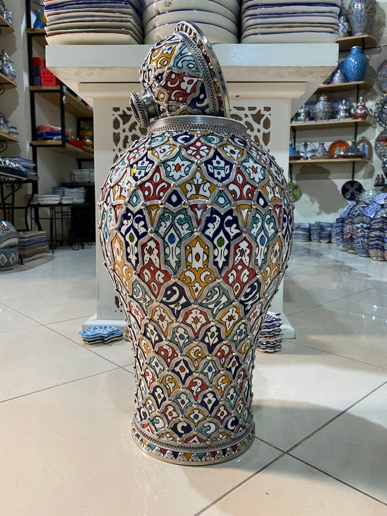 Vase en céramique de Fes marocain fait main. Moroccan ceramic Etsy