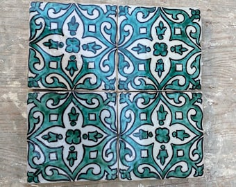 Authentic Handmade Moroccan Tiles: Exquisite Hand-Painted Designs Fired in Wood Oven Craftsmanship