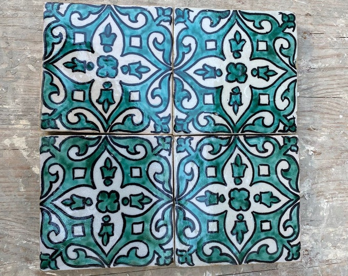 Authentic Handmade Moroccan Tiles: Exquisite Hand-Painted Designs Fired in Wood Oven Craftsmanship