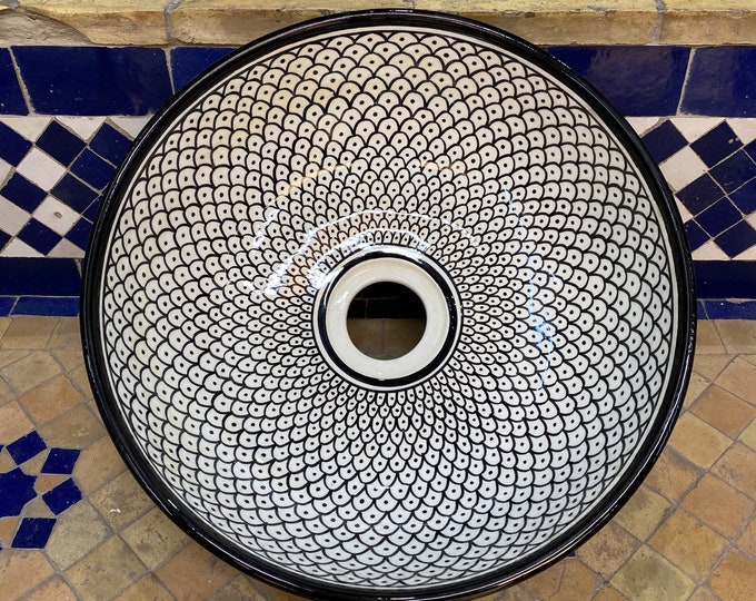 Moroccan ceramic sink, handmade and hand painted/ handmade washbasin/ ceramic washbasin/Moroccan washbasin.