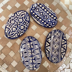 set of 4 Moroccan ceramic soap dishes, handmade and hand painted. set of 4 Moroccan ceramic soap dishes, handmade.