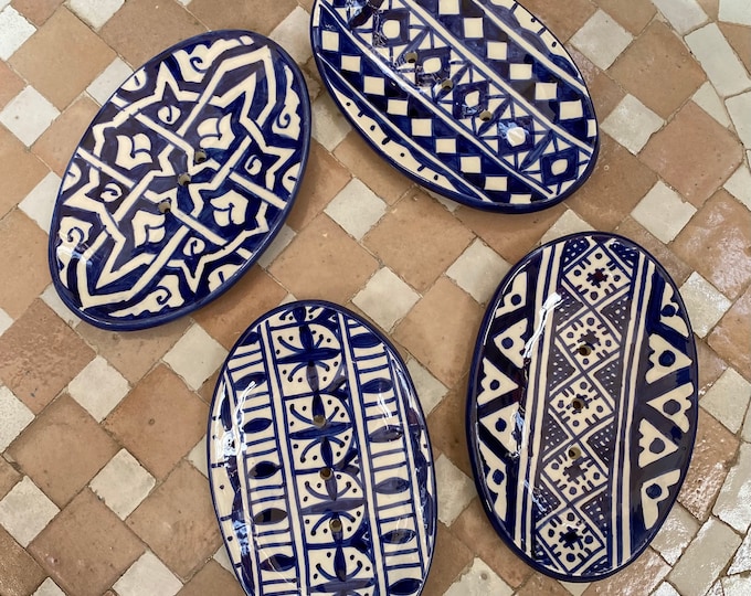 set of 4 Moroccan ceramic soap dishes, handmade and hand painted. set of 4 Moroccan ceramic soap dishes, handmade.