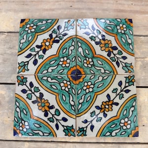 Authentic Moroccan Zellige Tile 10x10 cm – Double Wood-Fired, Traditional Geometric Design for Kitchen,Backsplash, or Bathroom Decor