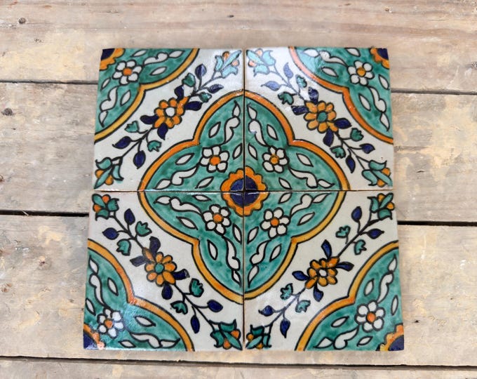 Authentic Moroccan Zellige Tile 10x10 cm – Double Wood-Fired, Traditional Geometric Design for Kitchen,Backsplash, or Bathroom Decor