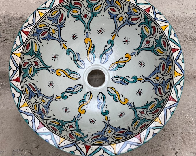 Handmade washbasin/ Moroccan pottery sink/ pottery basin/ ceramic sink.