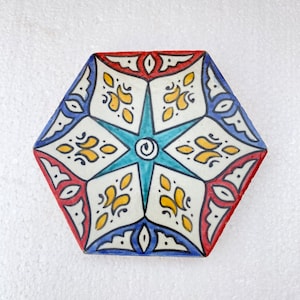 Hexagon zellige /tiles, handmade and hand painted tiles / Moroccan zellige .