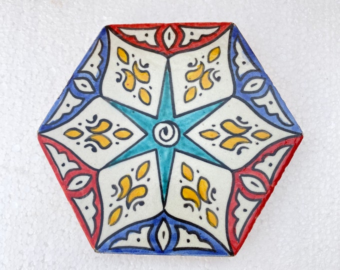 Hexagon zellige /tiles, handmade and hand painted tiles / Moroccan zellige .