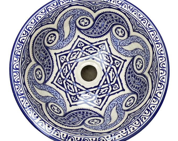Handmade and hand painted Moroccan ceramic sink/washbasin. Moroccan washbasin handmade.