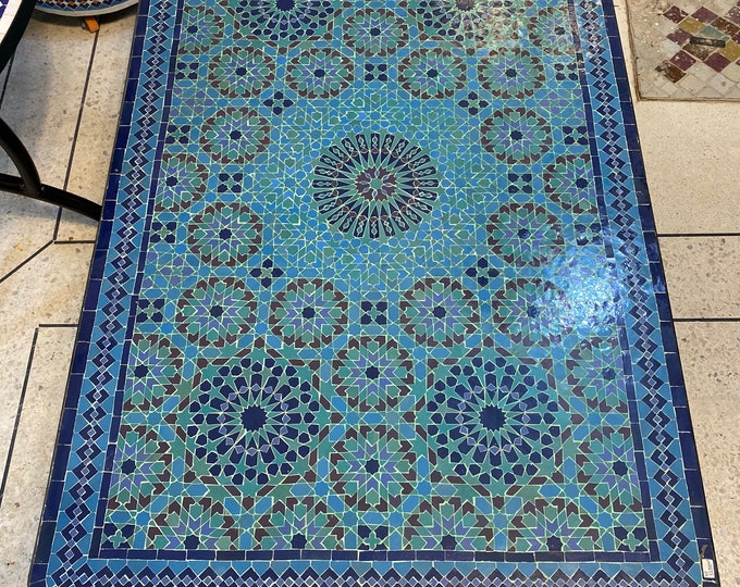 Moroccan mosaic table, zellige table, mosaic garden table, dining table, outdoor and indoor table, mosaic table.