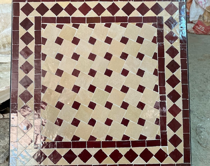 Dinning table-mosaic table-Zelig table-handmade Moroccan mosaic table-outdoor/indoor table- square mosaic table