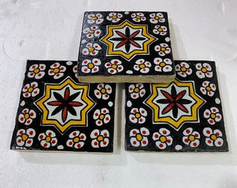 Zellige marocaine, tuiles marocaine fait main et peint à la main, carreaux de décoration 10/10 cm, Moroccan tiles.