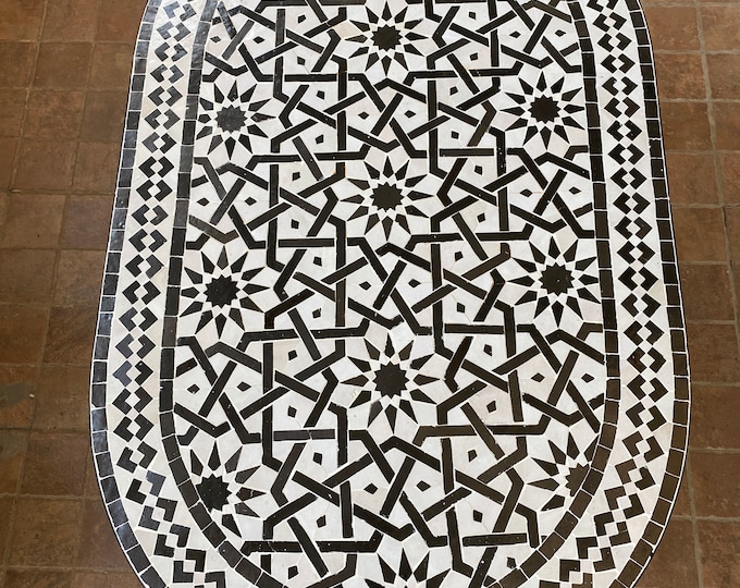 Oval mosaic table -zellige table-handmade Moroccan mosaic table-mosaic crafts-mosaic mosaic dining table