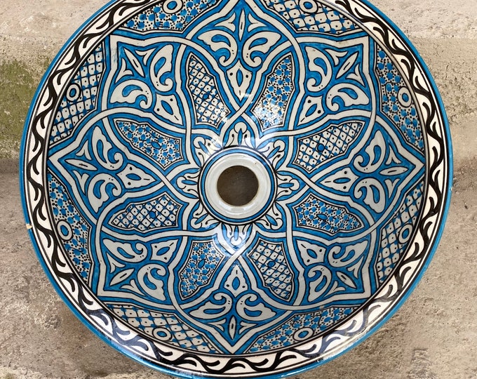Moroccan ceramic sink, handmade and hand painted/ handmade washbasin/ ceramic washbasin/Moroccan washbasin.