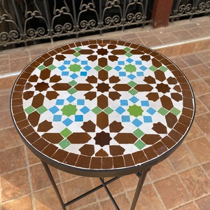Handmade Moroccan mosaic table / round mosaic table / mosaic dining table.