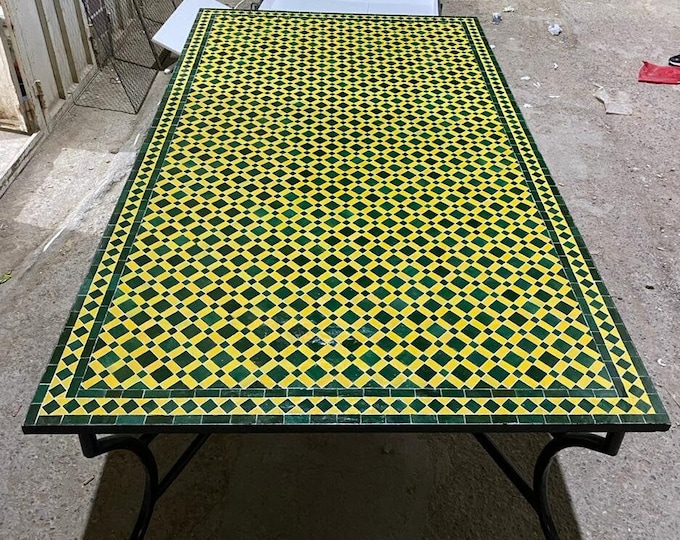 Authentic Handcrafted Rectangular Moroccan Mosaic Table