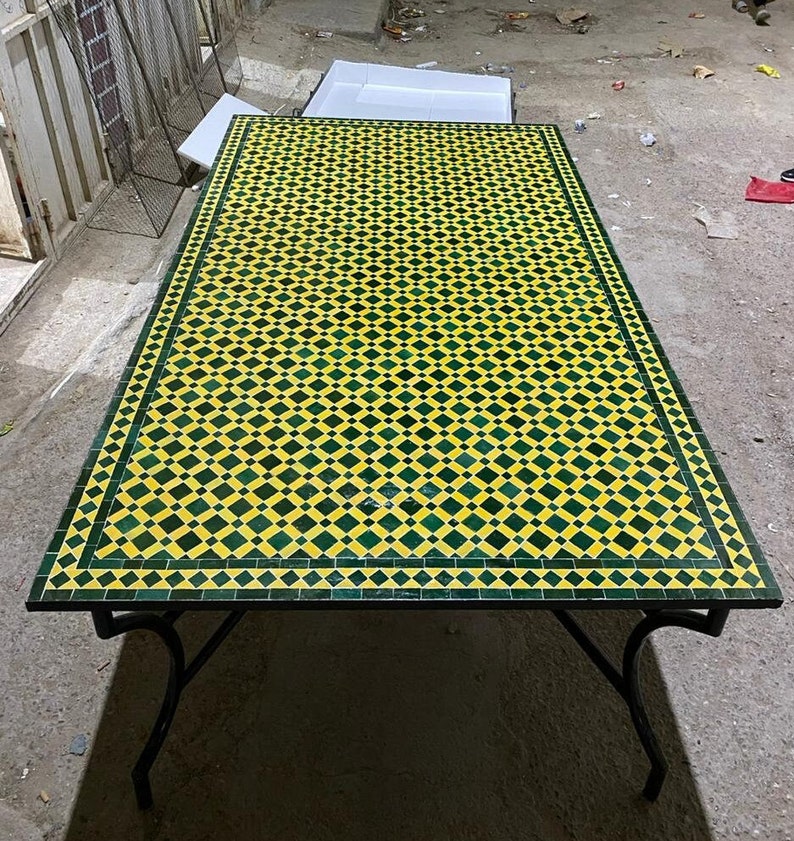 Authentic Handcrafted Rectangular Moroccan Mosaic Table image 1