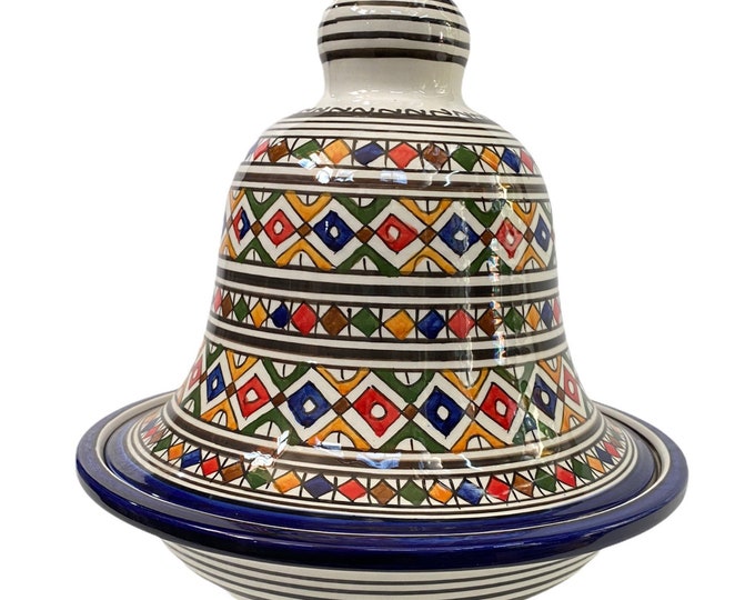 Handmade and hand painted Fes ceramic tagine dish / Moroccan tagine dish / tagine dish for serving only.