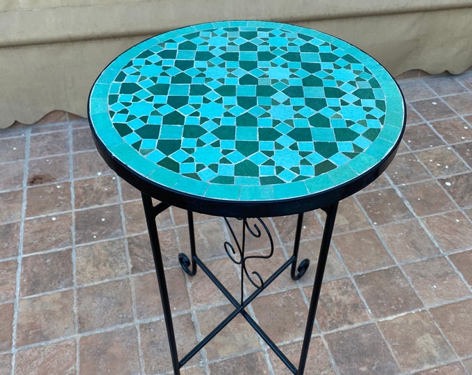Mosaic table / Moroccan mosaic table / handmade table / round mosaic table / indoor - outdoor mosaic table