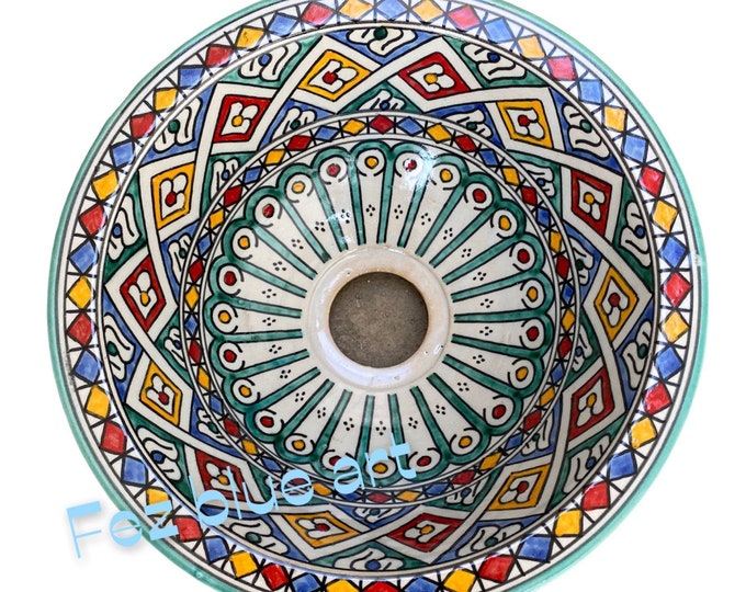 Handmade and hand painted Moroccan ceramic sink/washbasin. Moroccan washbasin handmade.Moroccan sink, ceramics sink