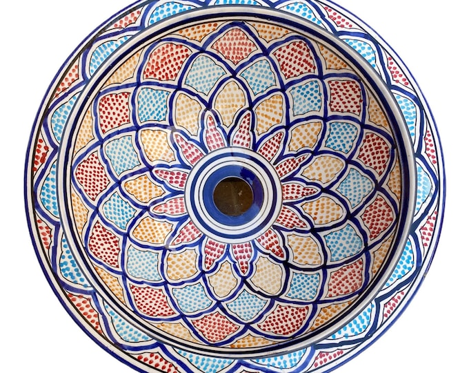 Marrakech style/Moroccan ceramic sink, handmade and hand painted/ handmade washbasin/ ceramic basin/Moroccan washbasin.