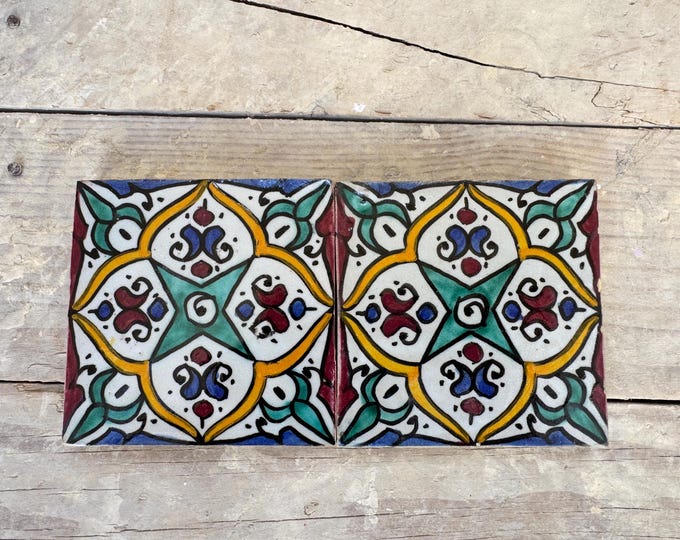 Moroccan Zellige, Moroccan tiles handmade and hand painted, decorative tiles 10/10 cm, Moroccan tiles.