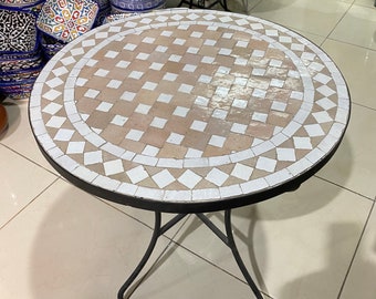 Handmade Moroccan mosaic table/round mosaic table/mosaic dining table.