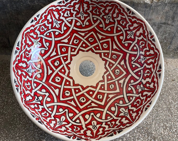 Handcrafted Moroccan Ceramic Sink: Elevate Your Bathroom Décor with Exquisite Artistry