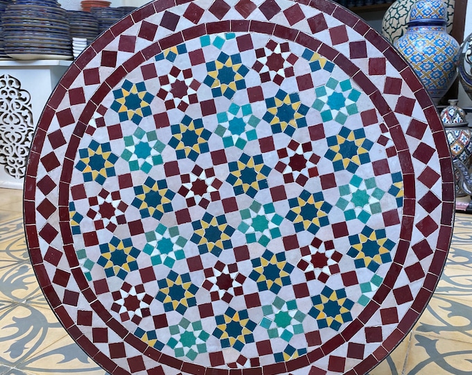 Mosaic table/ zellige table/ handmade Moroccan mosaic table/ mosaic crafts.