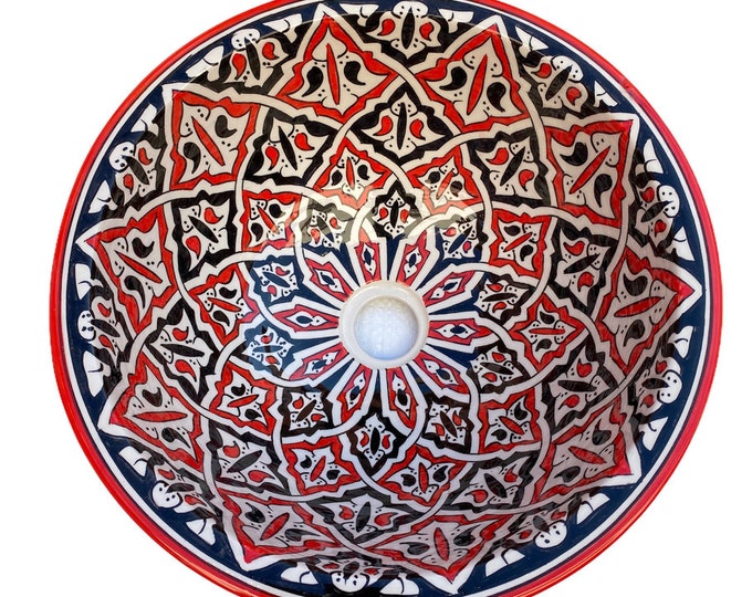 Handmade and hand painted Moroccan ceramic sink 35 cm/washbasin. Moroccan washbasin handmade.ceramics sink