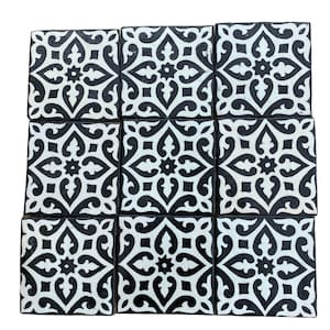 Moroccan tiles / zellige / Moroccan tiles handmade and hand painted. Black and white tiles.