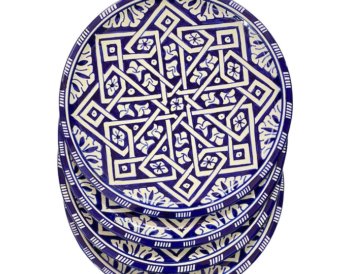 Set of 6 Moroccan Ceramic Plates, Handmade and Hand Painted, Dinner Plate, Plates from Fes.handmade Ceramics dinner plate