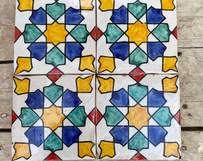 Moroccan Zellige, handmade and hand-painted Moroccan tiles, 10/10 cm decorative tiles, Moroccan tiles.
