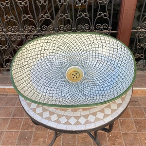 Oval sink/Moroccan ceramic sink, handmade and hand painted/ handmade sink/ceramic basin/Moroccan washbasin.