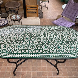 Moroccan mosaic table, zellige table, mosaic garden table, dining table, outdoor and indoor table, mosaic table.