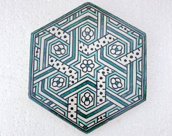 Hexagon zellige /tiles, handmade and hand painted tiles / Moroccan zellige .