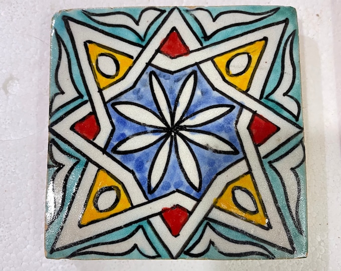 Moroccan Zellige, handmade and hand-painted Moroccan tiles, 10/10 cm decorative tiles, Moroccan tiles.