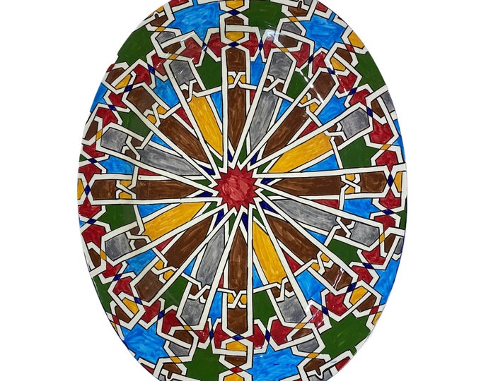Fes ceramic oval tray, handmade and hand-painted / Fes blue tray/ oval tray.